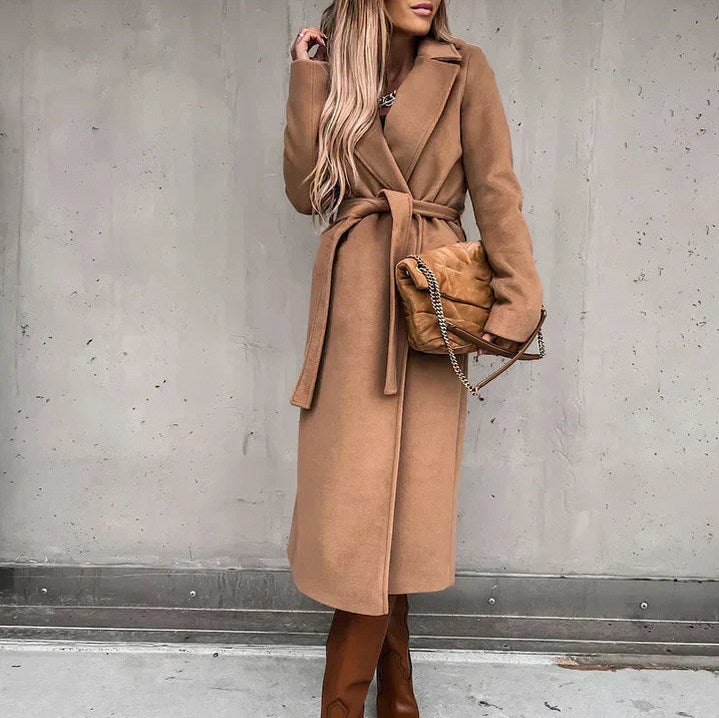 Belted Wrap Long Sleeve Trench Coat