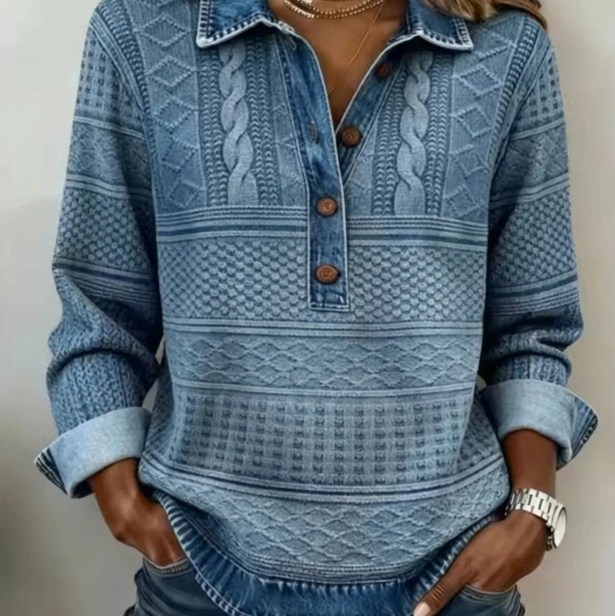 Cable Knit Collared Long Sleeve Sweater