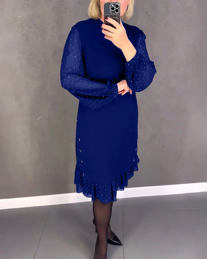 Chiffon Long Sleeve Ruffle Mini Dress