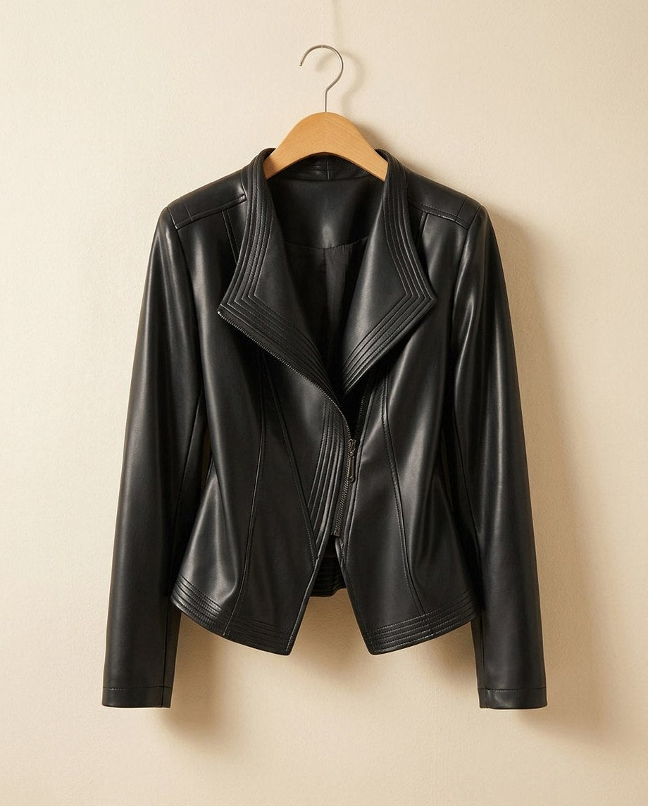 Faux Leather Zip Peplum Jacket