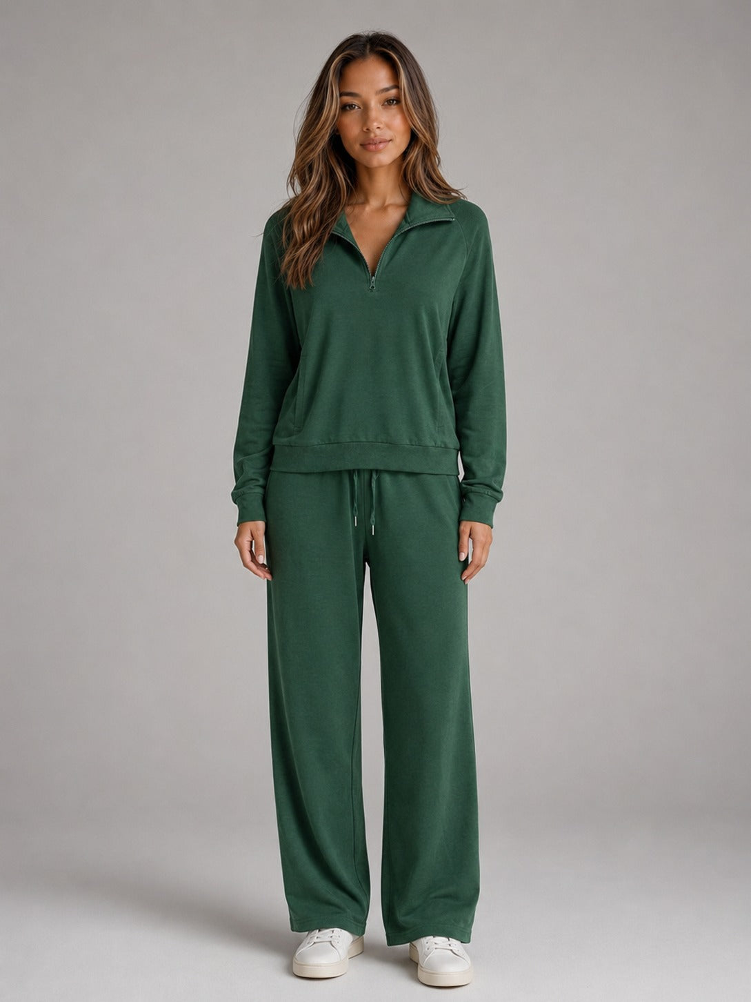Fleece Half Zip Wide Leg Set