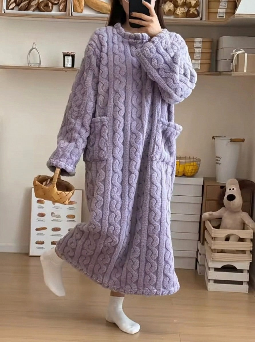 Fleece Long Sleeve Midi Dress