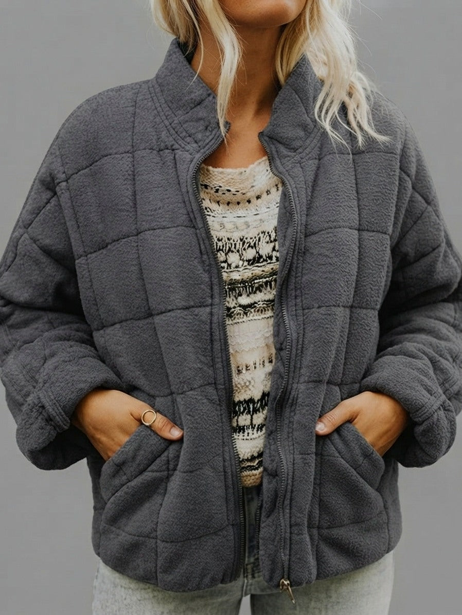 Fleece Quilted Zip Up Jacket