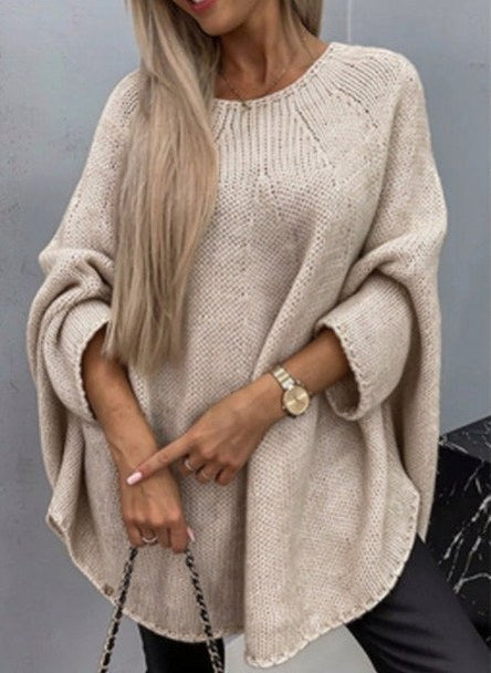 Knit Crewneck Batwing Sleeve Sweater