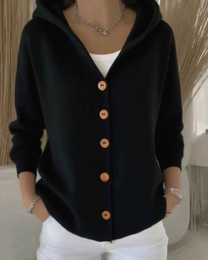 Knit Long Sleeve Hooded Cardigan