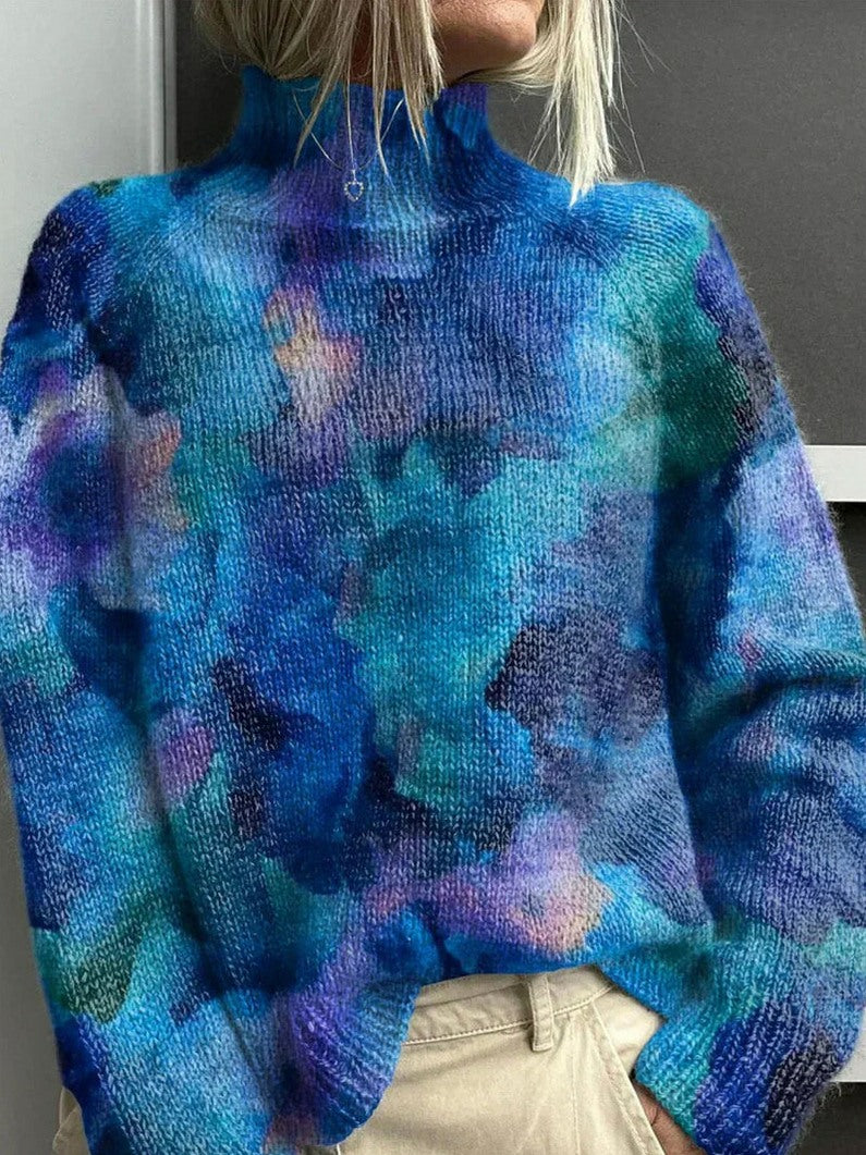Knit Turtleneck Embroidered Sweater