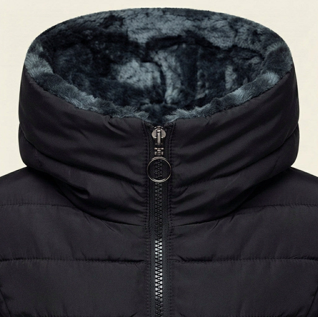 Quilted Faux Fur Lined Hooded Puffer Jacket