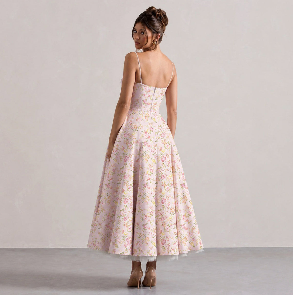 Satin Corset Sweetheart Midi Dress