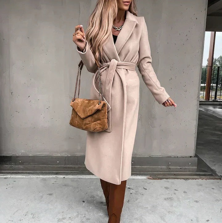 Belted Wrap Long Sleeve Trench Coat
