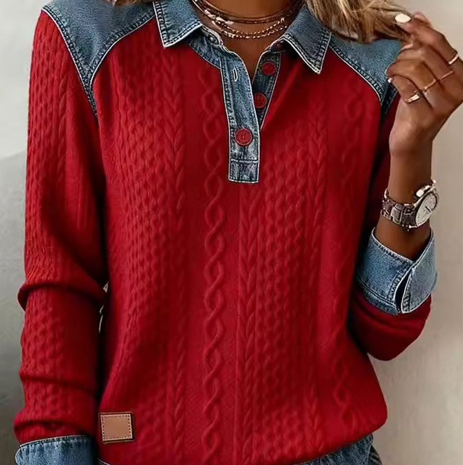 Cable Knit Collared Long Sleeve Sweater