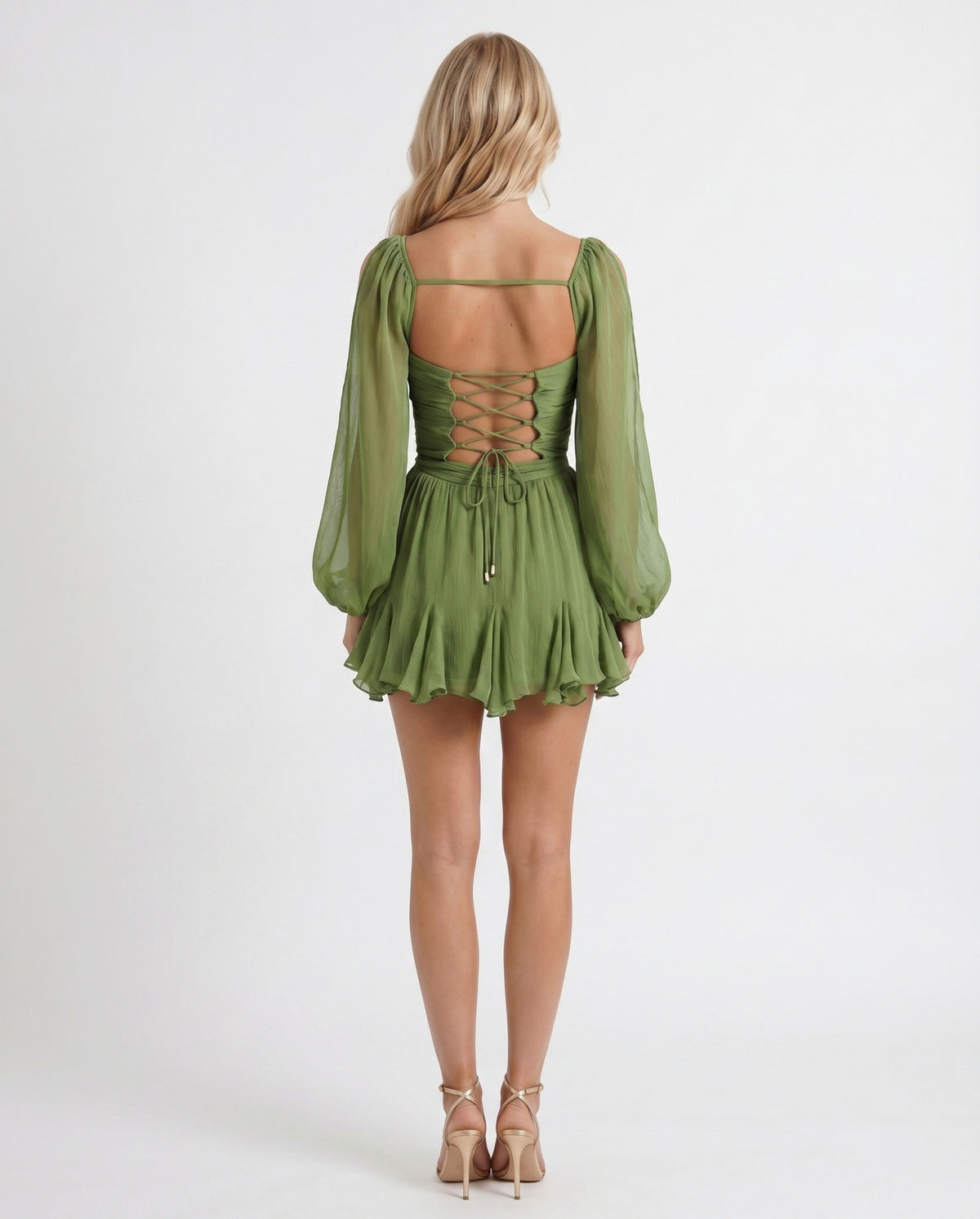 Chiffon Long Sleeve Mini Dress