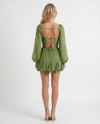 Chiffon Long Sleeve Mini Dress