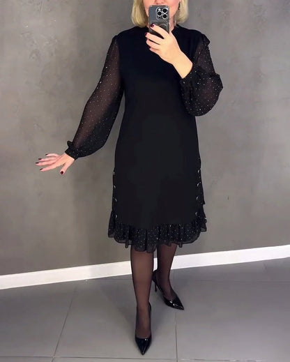 Chiffon Long Sleeve Ruffle Mini Dress