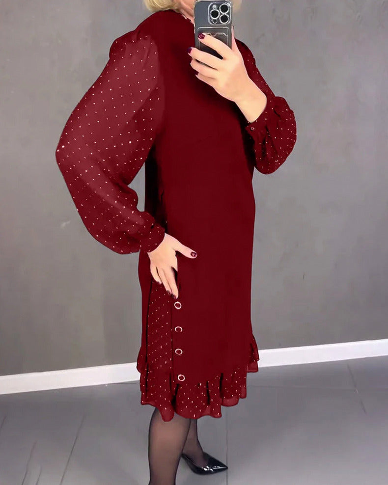 Chiffon Long Sleeve Ruffle Mini Dress