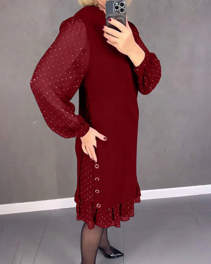 Chiffon Long Sleeve Ruffle Mini Dress