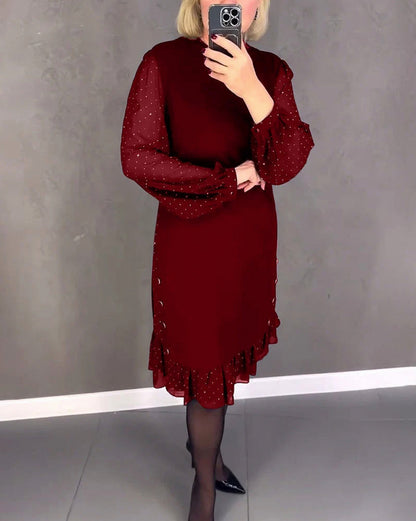 Chiffon Long Sleeve Ruffle Mini Dress