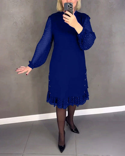 Chiffon Long Sleeve Ruffle Mini Dress