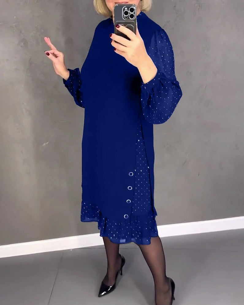Chiffon Long Sleeve Ruffle Mini Dress