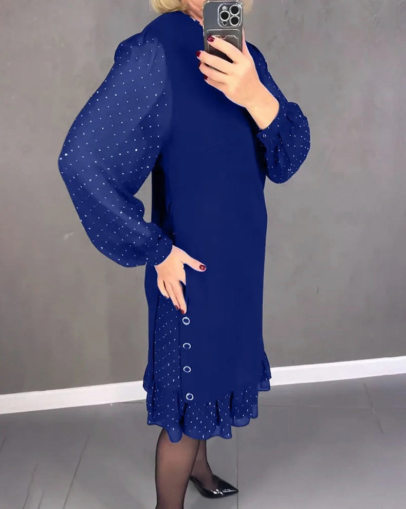 Chiffon Long Sleeve Ruffle Mini Dress