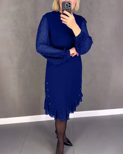 Chiffon Long Sleeve Ruffle Mini Dress