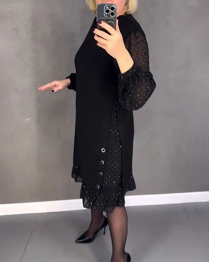 Chiffon Long Sleeve Ruffle Mini Dress