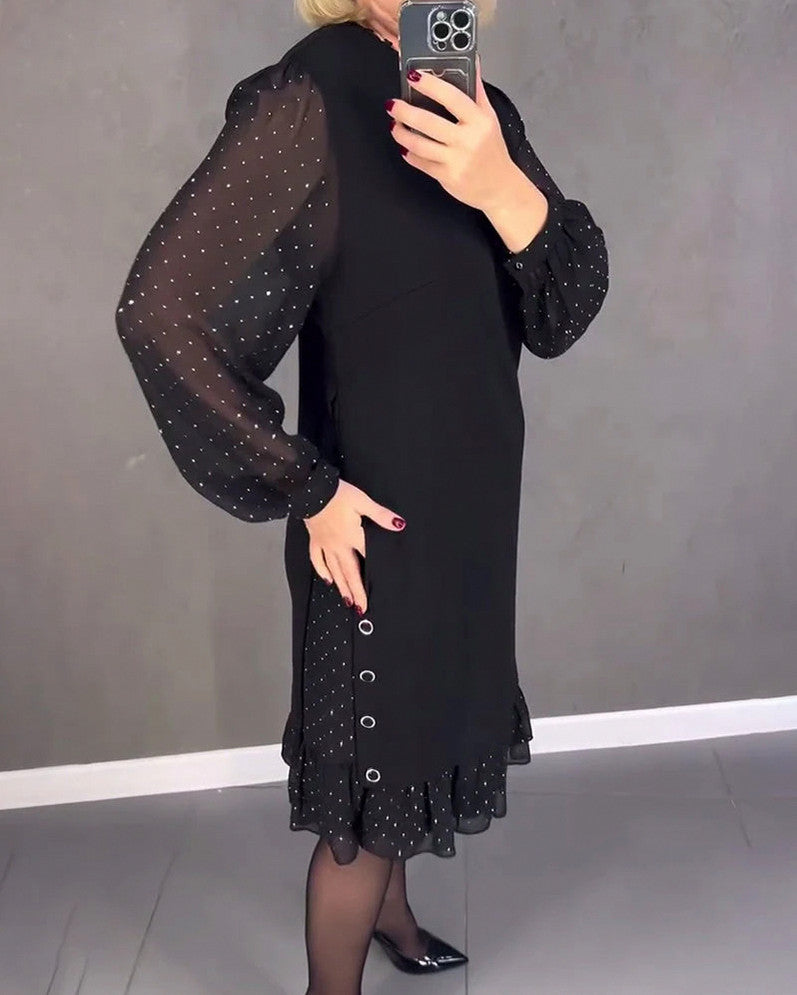 Chiffon Long Sleeve Ruffle Mini Dress