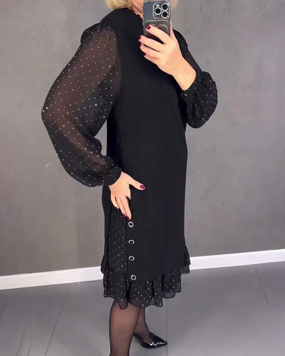 Chiffon Long Sleeve Ruffle Mini Dress
