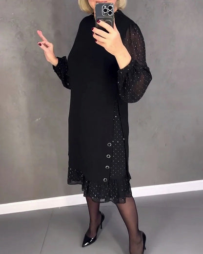 Chiffon Long Sleeve Ruffle Mini Dress