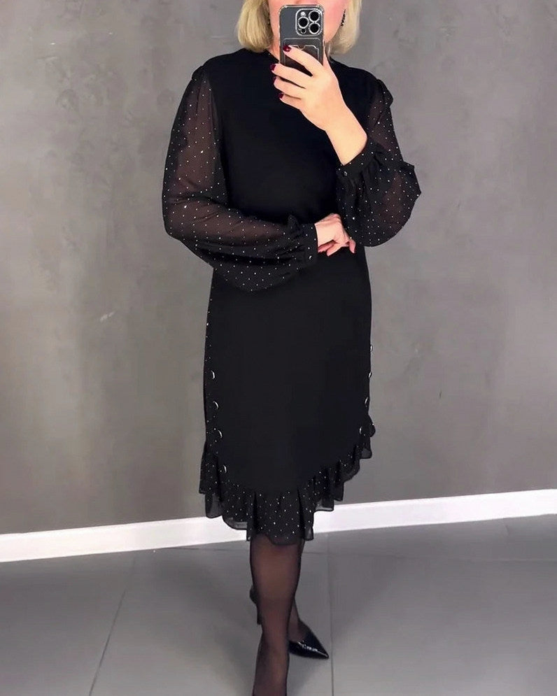 Chiffon Long Sleeve Ruffle Mini Dress