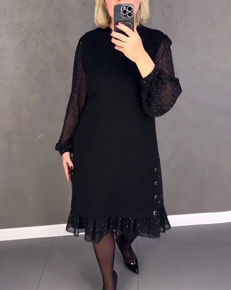 Chiffon Long Sleeve Ruffle Mini Dress