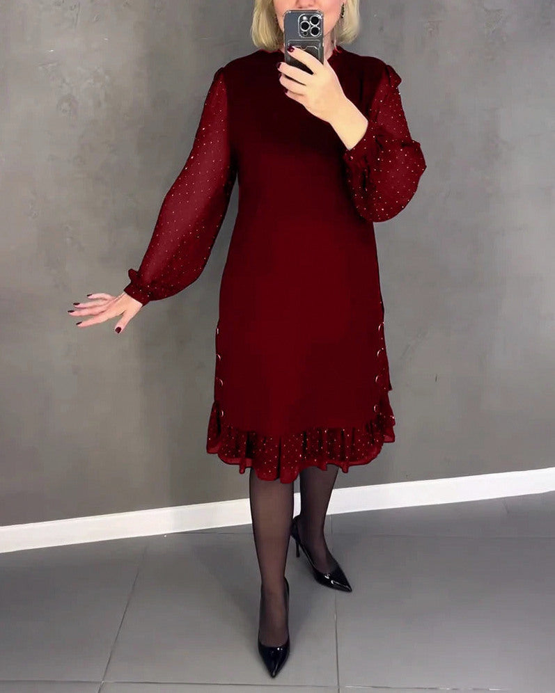Chiffon Long Sleeve Ruffle Mini Dress