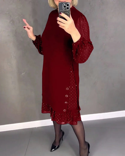 Chiffon Long Sleeve Ruffle Mini Dress