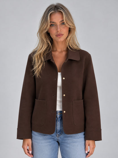 Collared Button Front Fleece Jacket