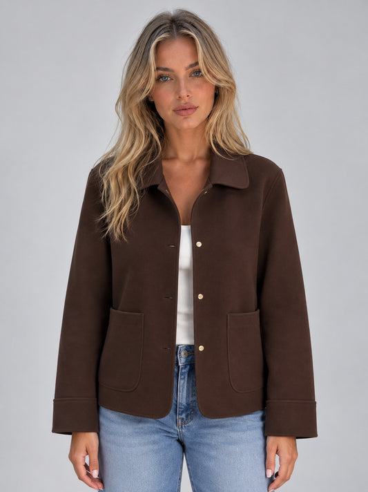 Collared Button Front Fleece Jacket