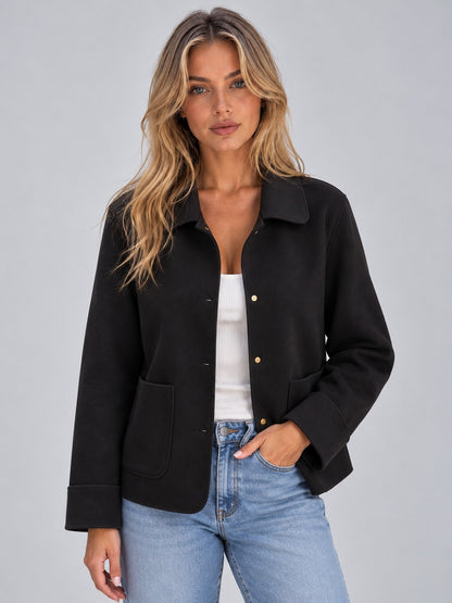 Collared Button Front Fleece Jacket