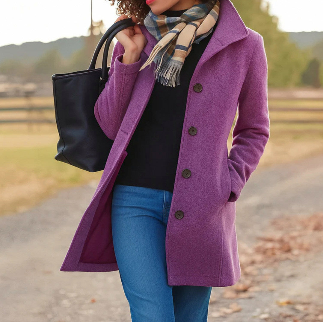 Collared Button Front Long Coat