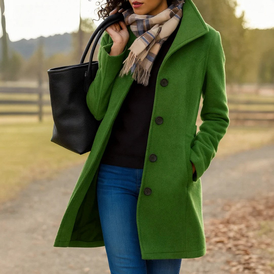 Collared Button Front Long Coat