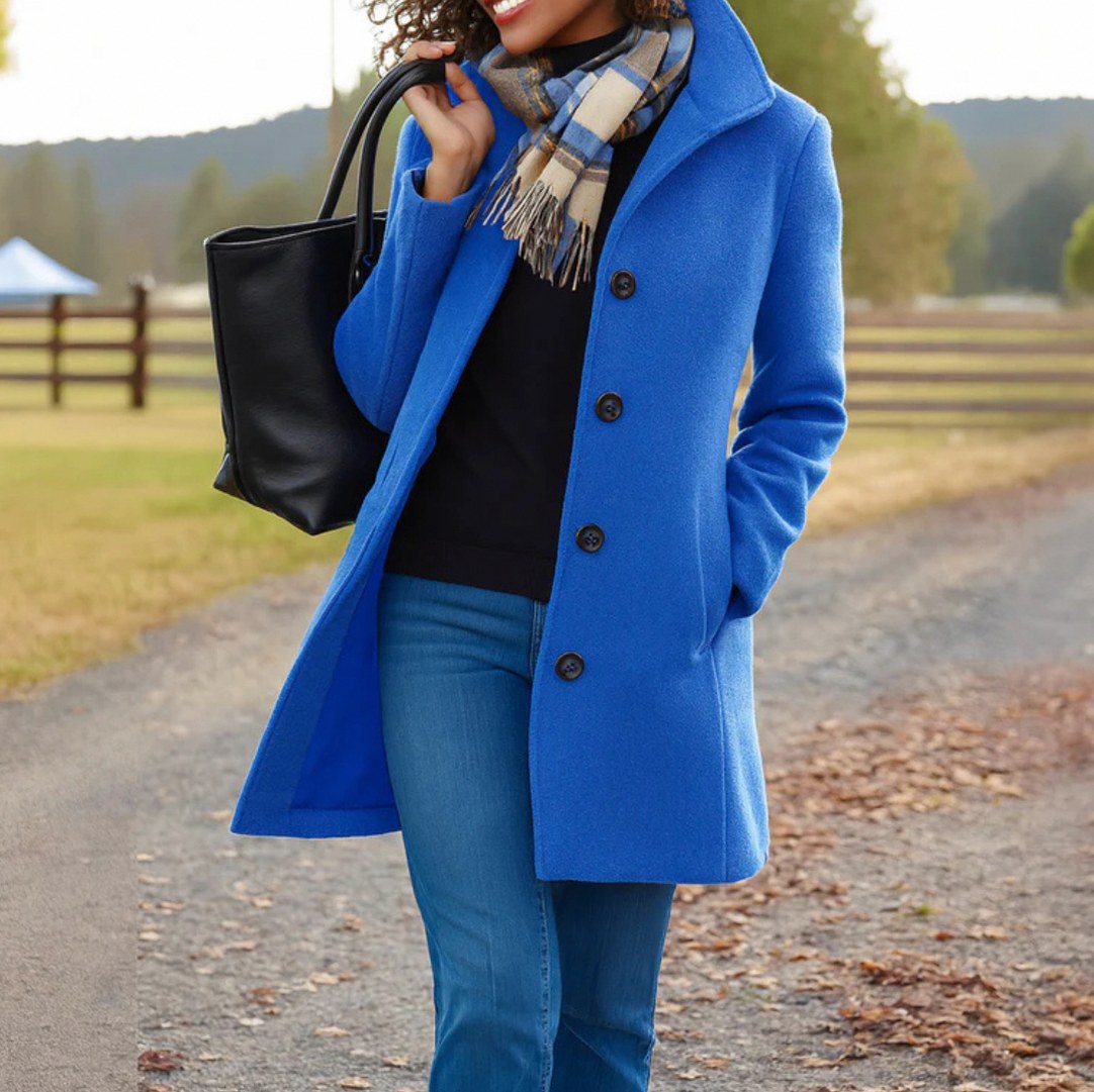 Collared Button Front Long Coat