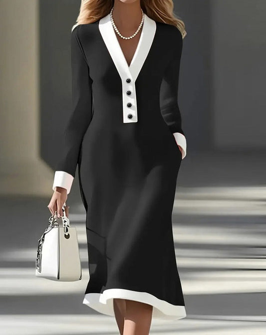 Collared Button Front Midi Dress