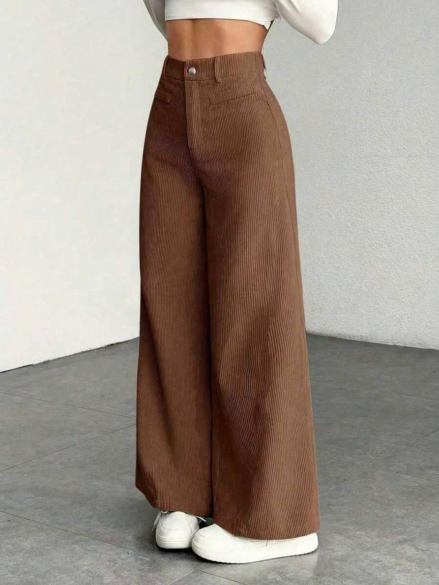 Corduroy High Waist Wide Leg Pants