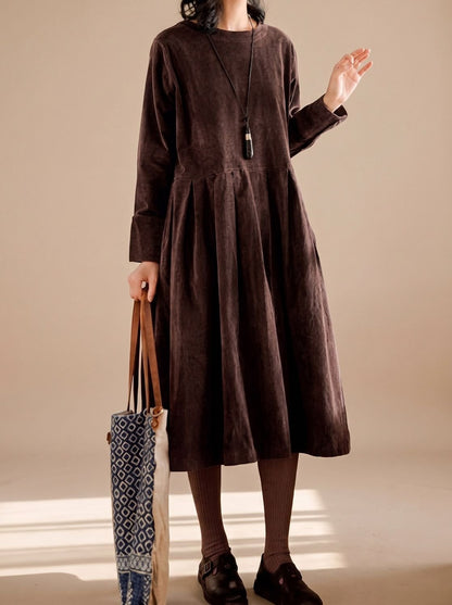 Corduroy Long Sleeve Midi Dress