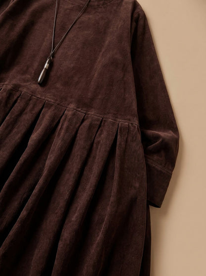 Corduroy Long Sleeve Midi Dress