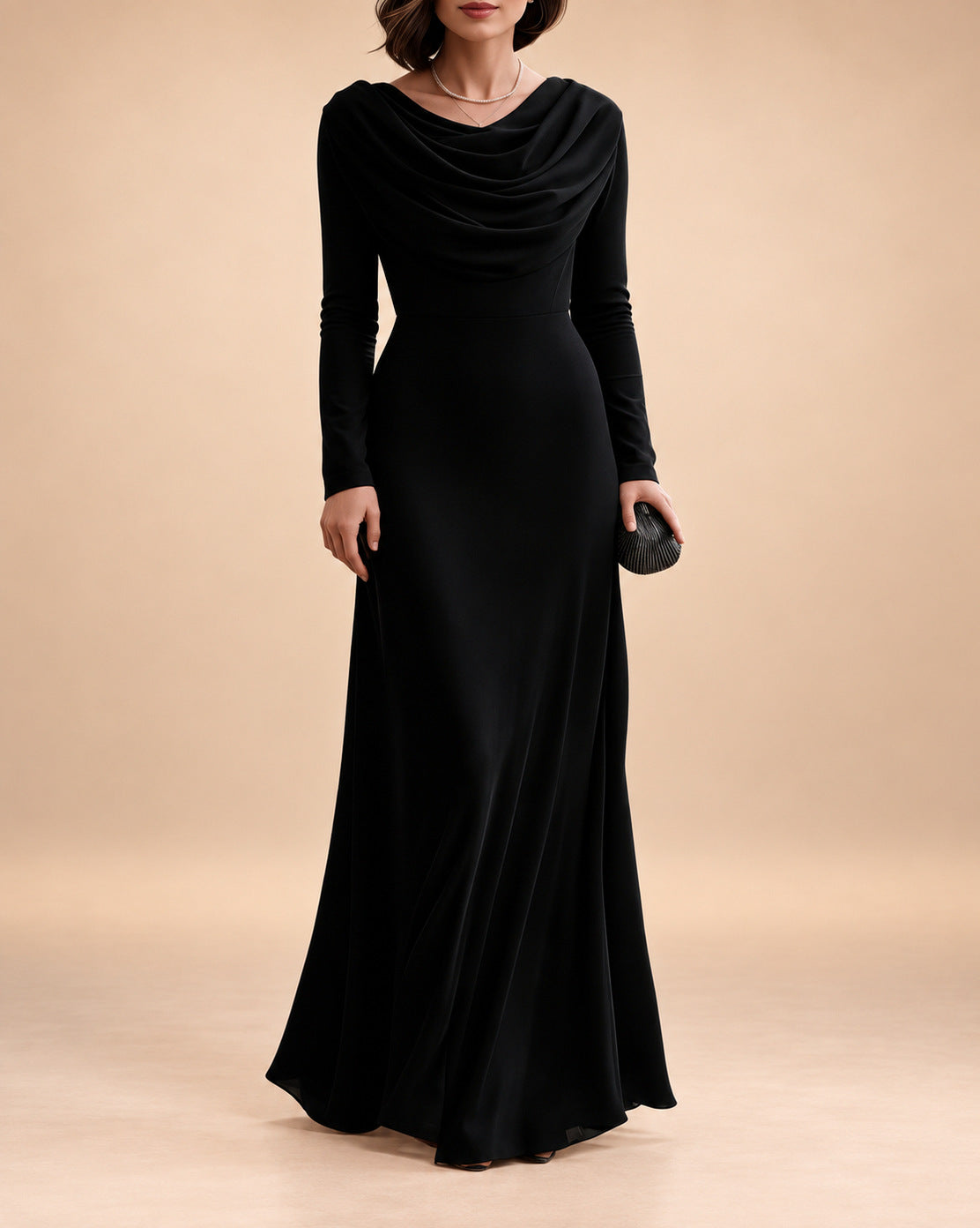 Long Sleeve Cowl Neck Maxi Dress