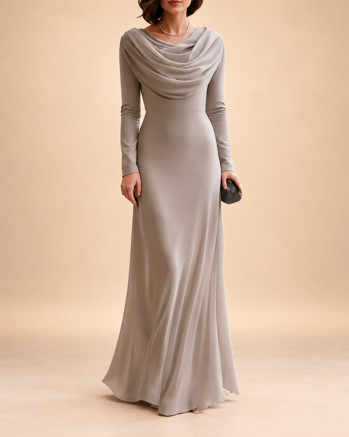 Long Sleeve Cowl Neck Maxi Dress