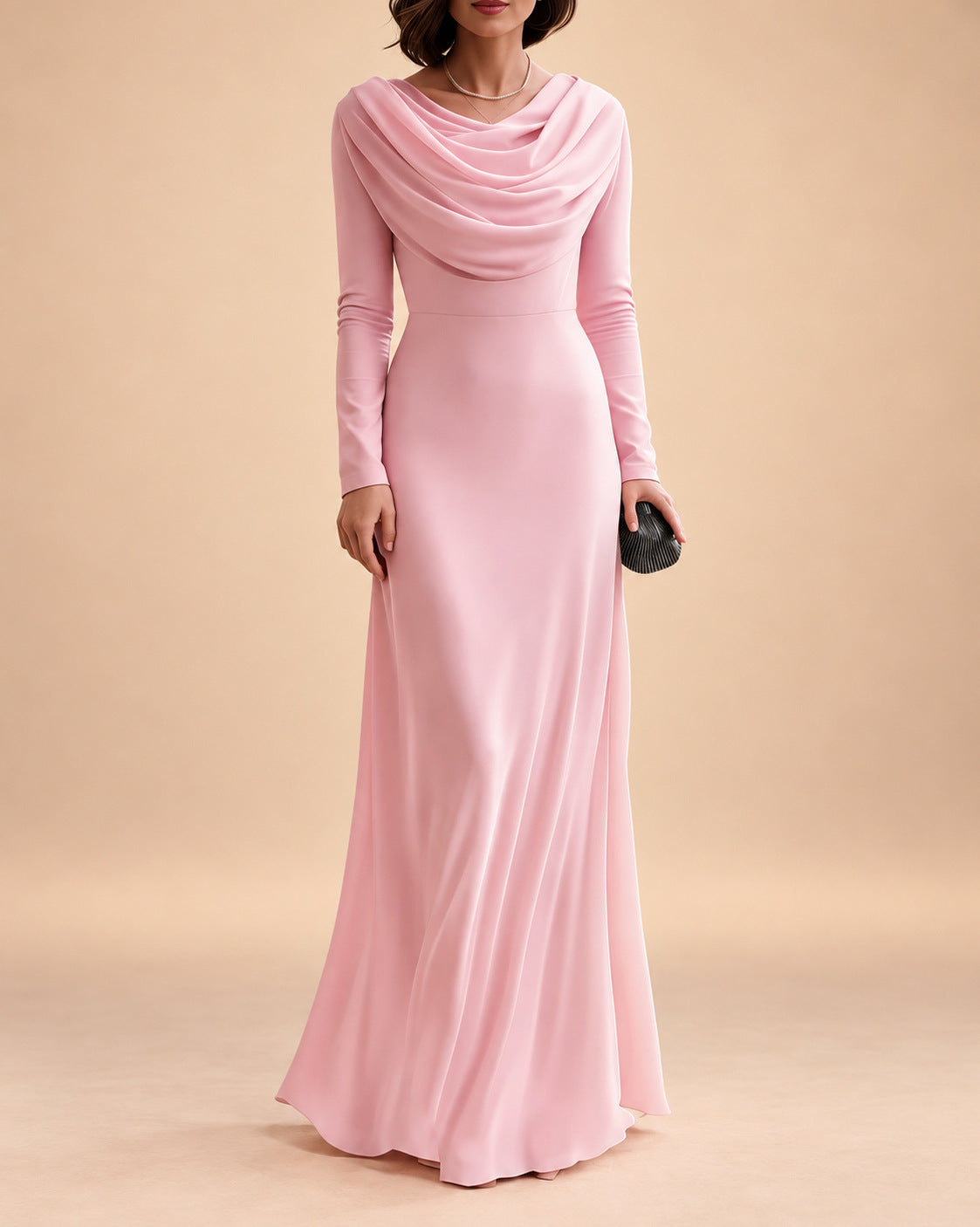 Long Sleeve Cowl Neck Maxi Dress
