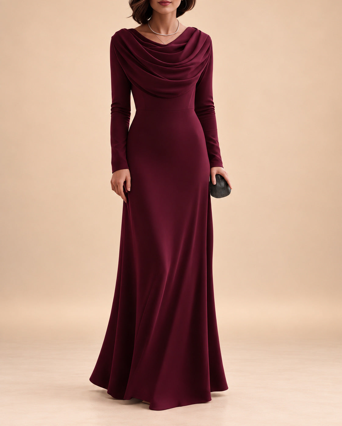 Long Sleeve Cowl Neck Maxi Dress