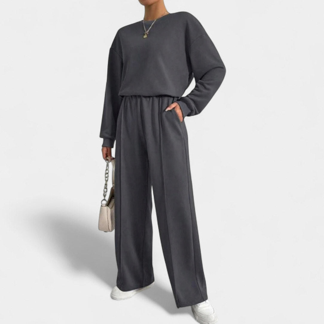 Crewneck Wide Leg Two Piece Set