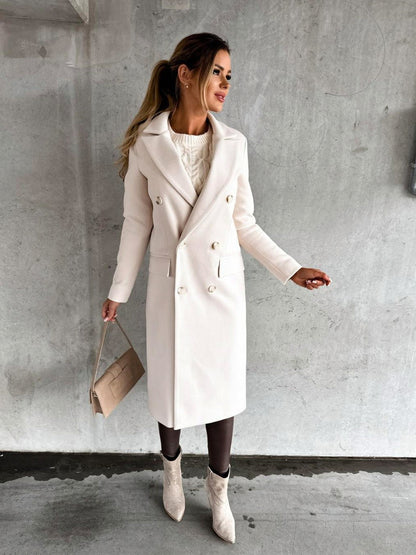 Double Breasted Lapel Midi Coat