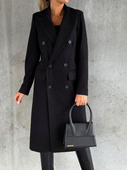 Double Breasted Lapel Midi Coat