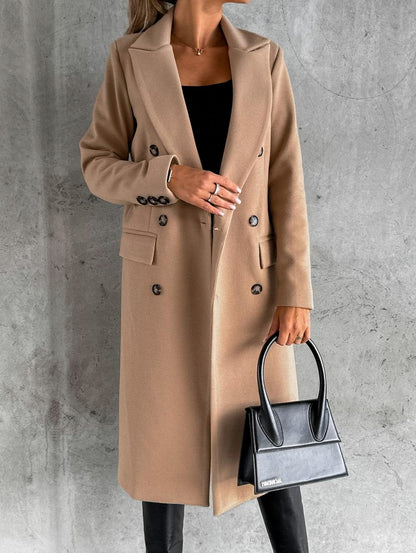 Double Breasted Lapel Midi Coat